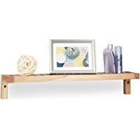 Relaxdays Estante de Pared- Flotante- Mueble de Madera- Baño &amp- Cocina- Multiusos- 10 x 60 x 12-5 cm- 1 Ud- Marrón- Nogal